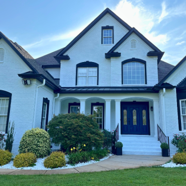 Brick Exterior Painting Denver NC Pure White Tricorn Black Loyal Blue Color World